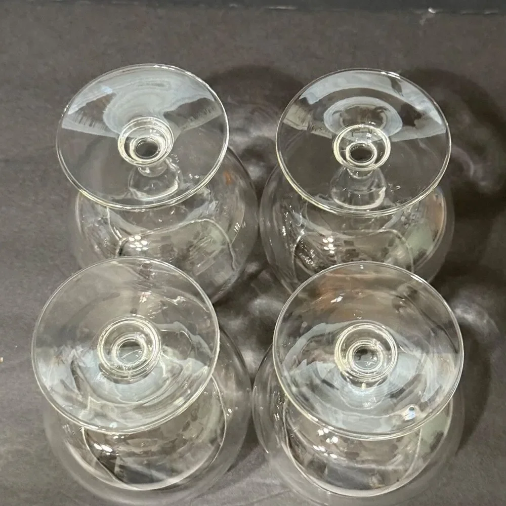 x4 Vintage Courvoisier Cognac Brandy Balloon Snifter Stemmed Glasses Gold Logo